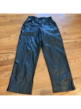 A New Day Womens Green Faux Leather Jogger Pants New Size Small
